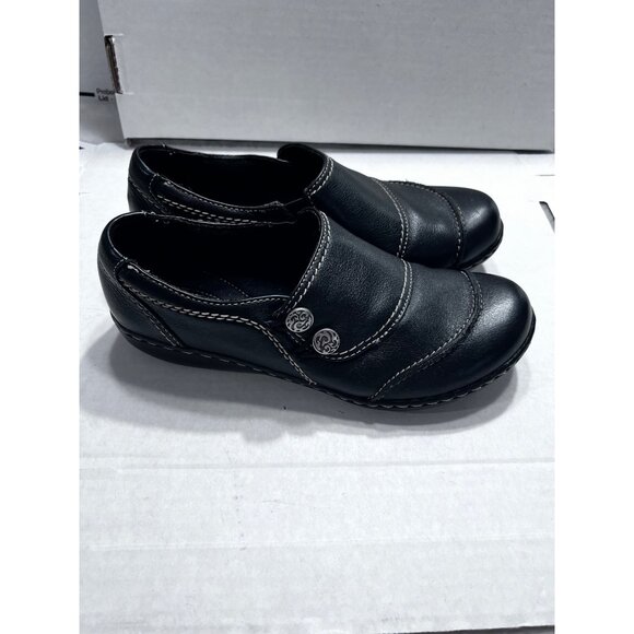 Clarks Womens Bendables Black Leather Slip-On Shoes Size 8M - Picture 7 of 8